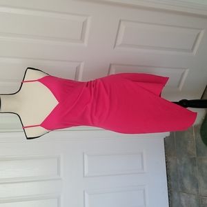 Pink Lily Hot Pink Asymmetrical dress